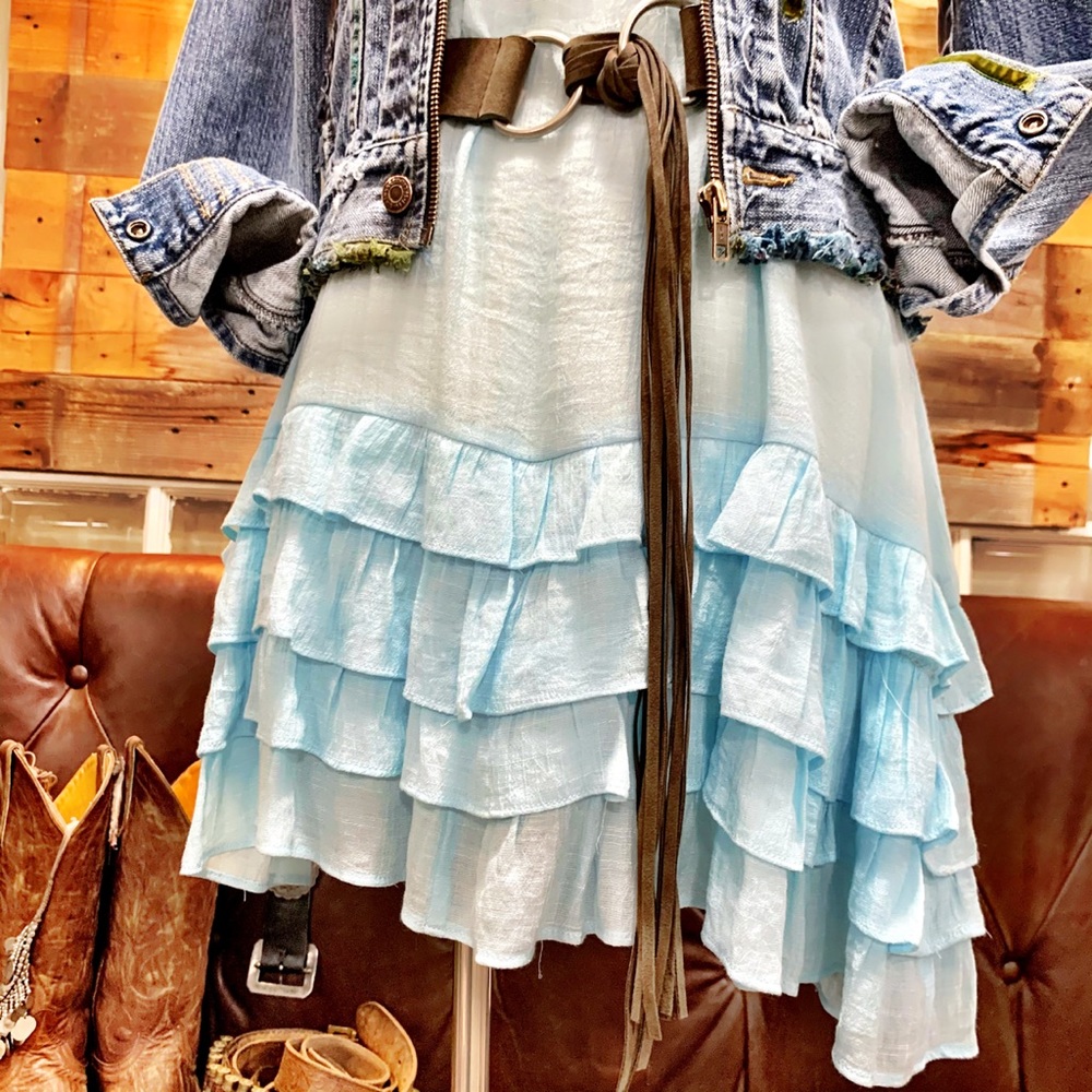 Ruffled Layering Tank - Blue